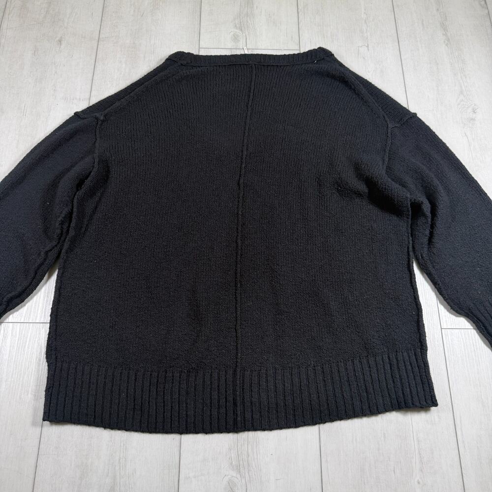 Free People Brookside Black Sweater Size Large Oversized Slouchy Boho - Picture 4 of 9